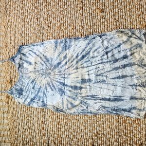 Volcom Blue and White Tie-Dye Tank Top